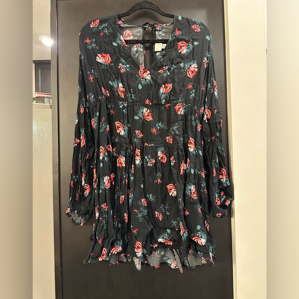 a new day Black and Red Floral Blouse
